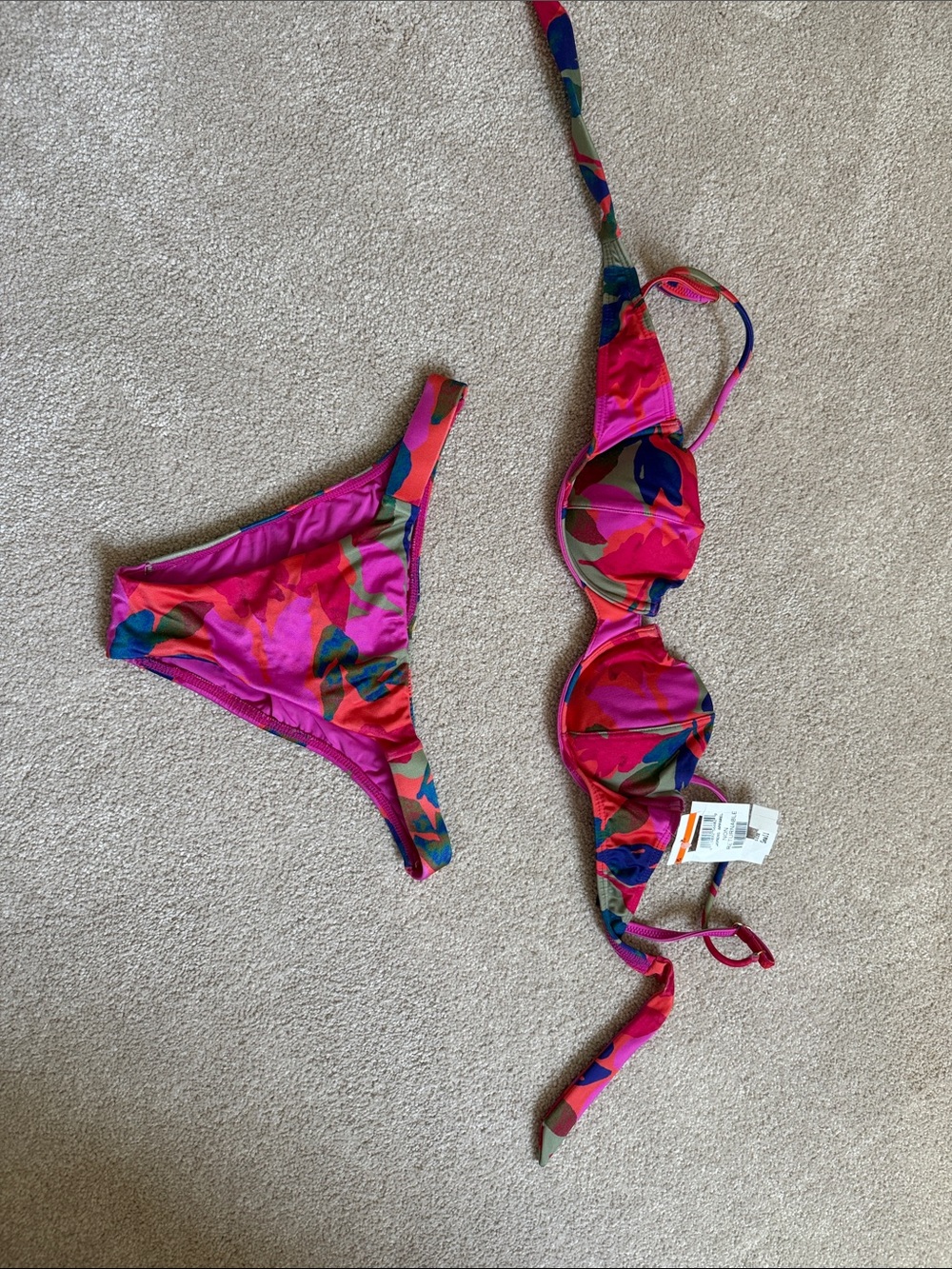 Vix Hot Pink Multi Floral Underwire Bikini